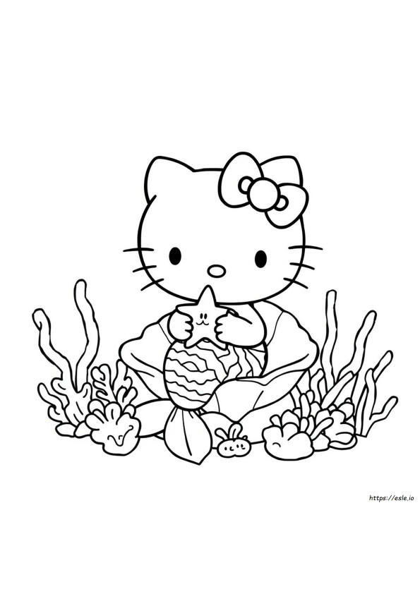 Printable Hello Kitty Mermaid Coloring Pages