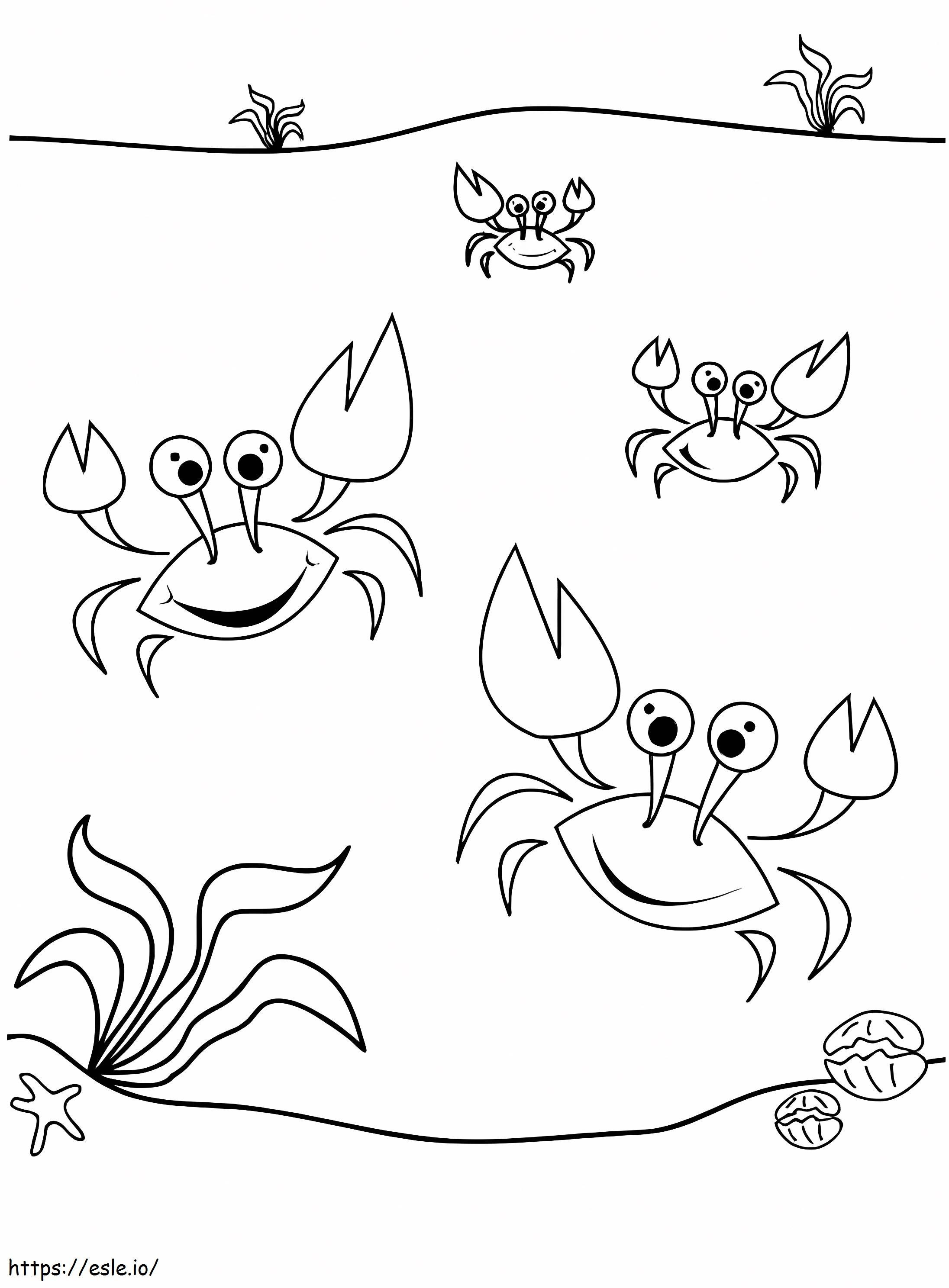 Four Dancing Crabs coloring page