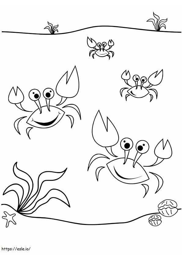 Coloriage Quatre crabes dansants à imprimer dessin
