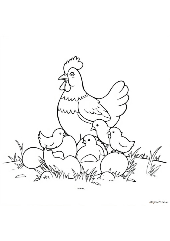 Chicken And Chick Coloring Page