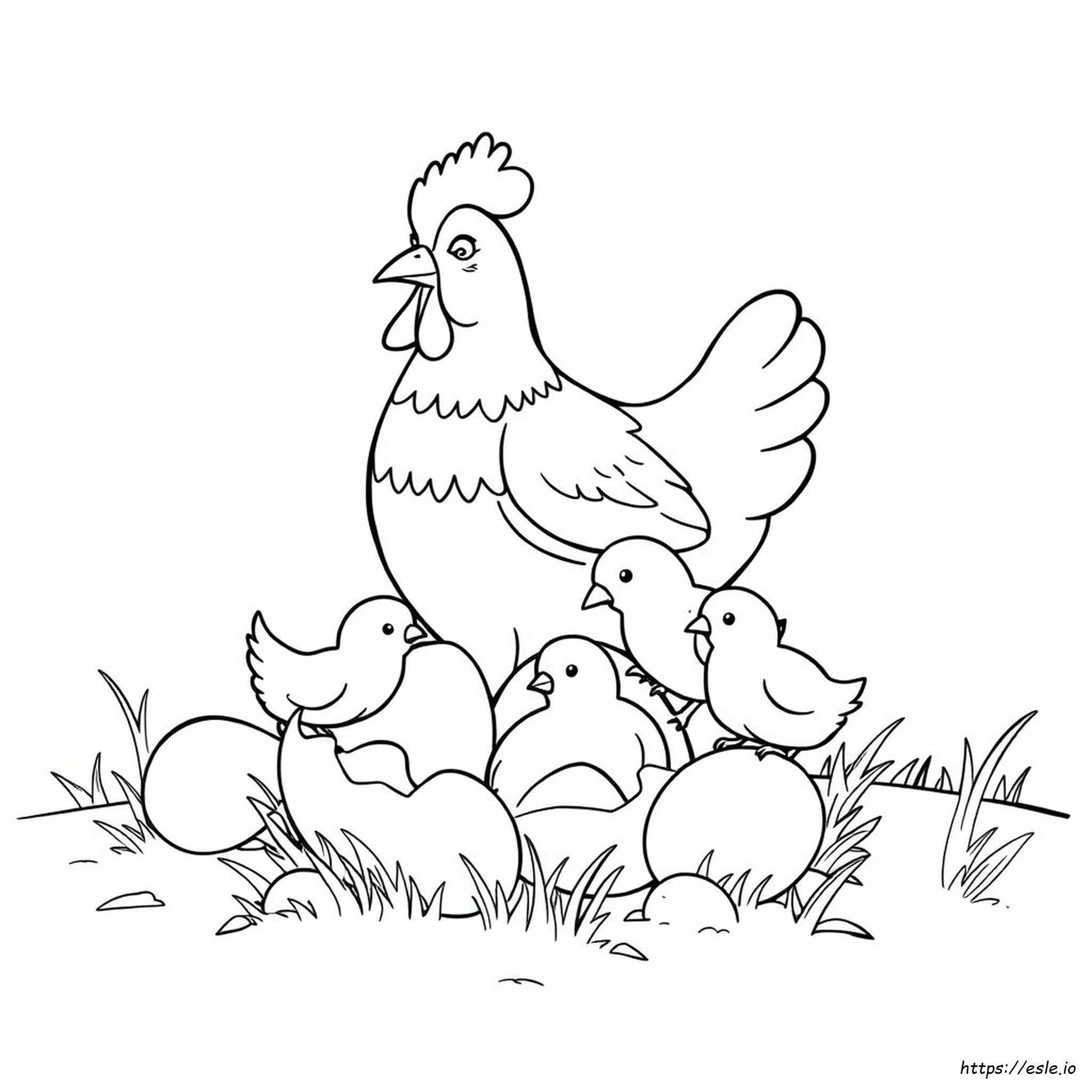 Chicken And Chick Coloring Page