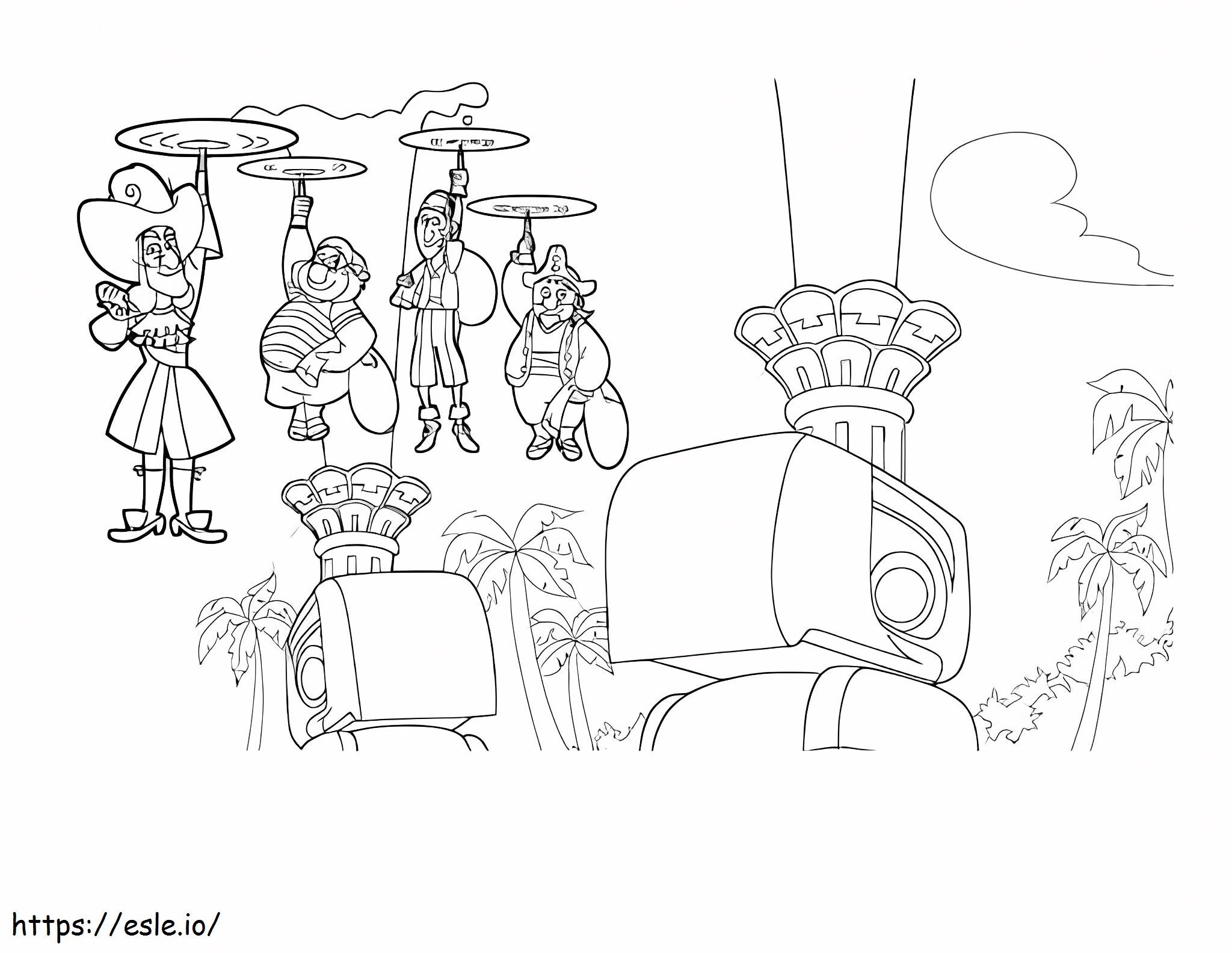 Jake Pirates Captain Hook Bones Mr Smee coloring page