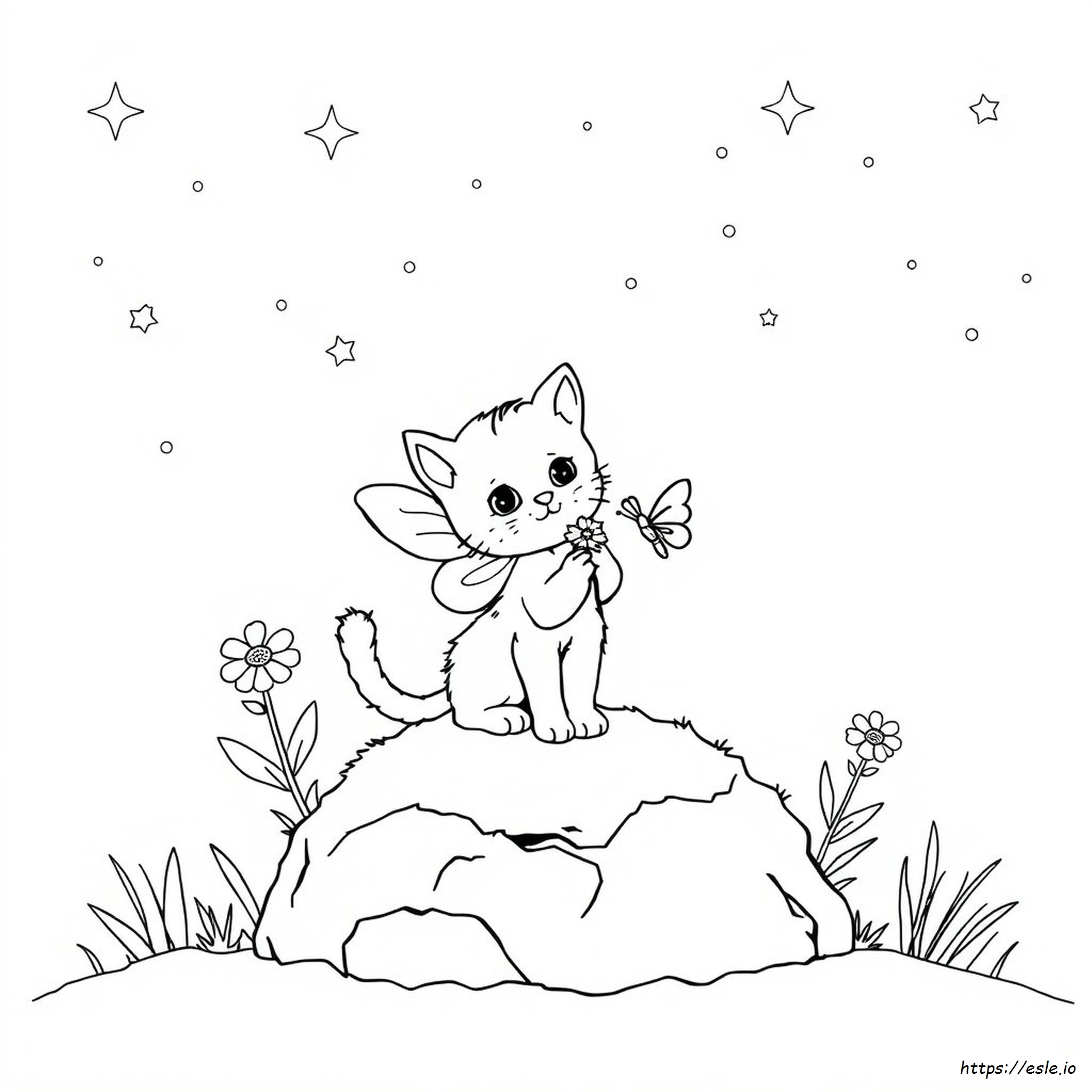 Kitty Fairy Coloring Page