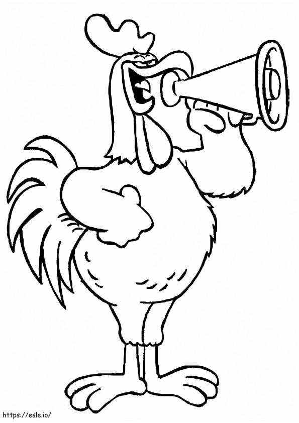 Rooster soittaa trumpettia värityskuva