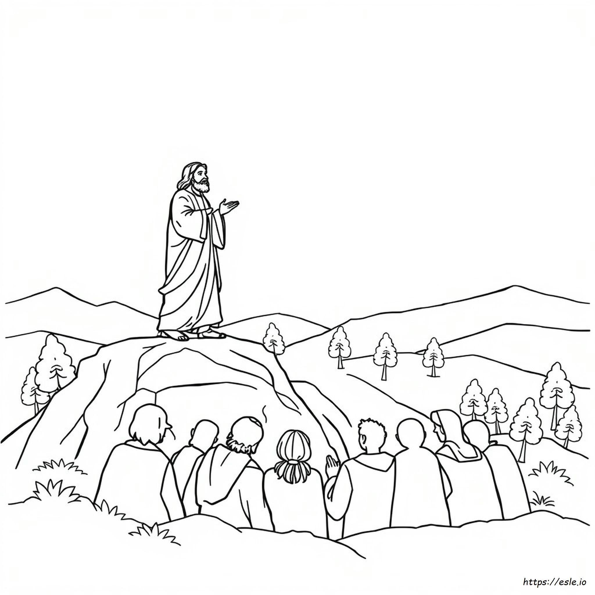 Jesús Sermón De La Montaña Para Colorear
