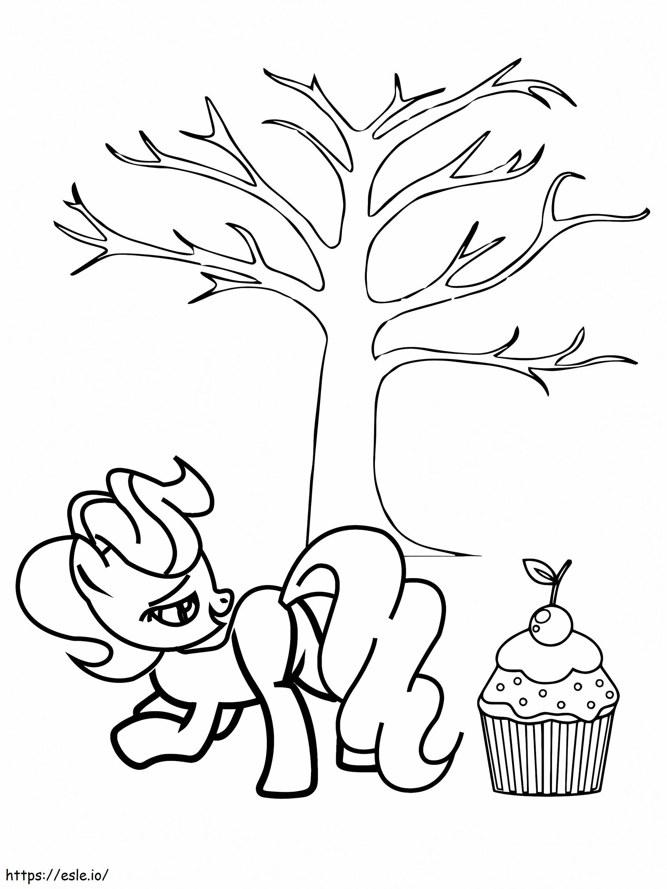 Großer Cupcake und Frau Kuchen unter dem Baum ausmalbilder