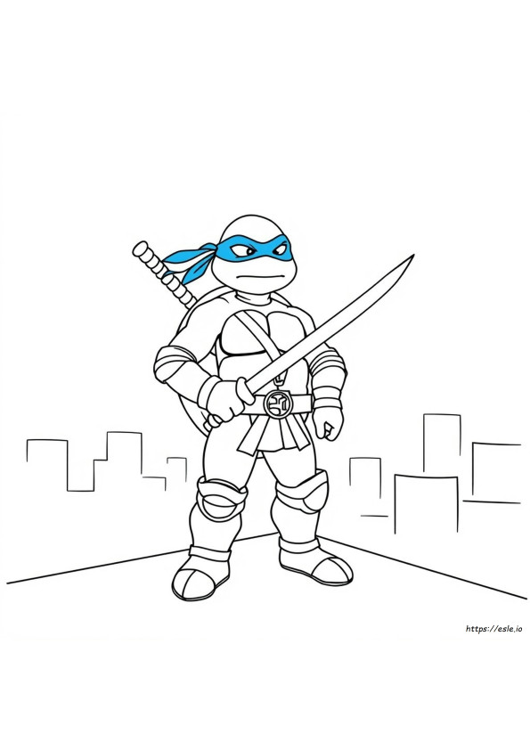 Leonardo Kura-Kura Ninja Gambar Mewarnai Yang Dapat Dicetak