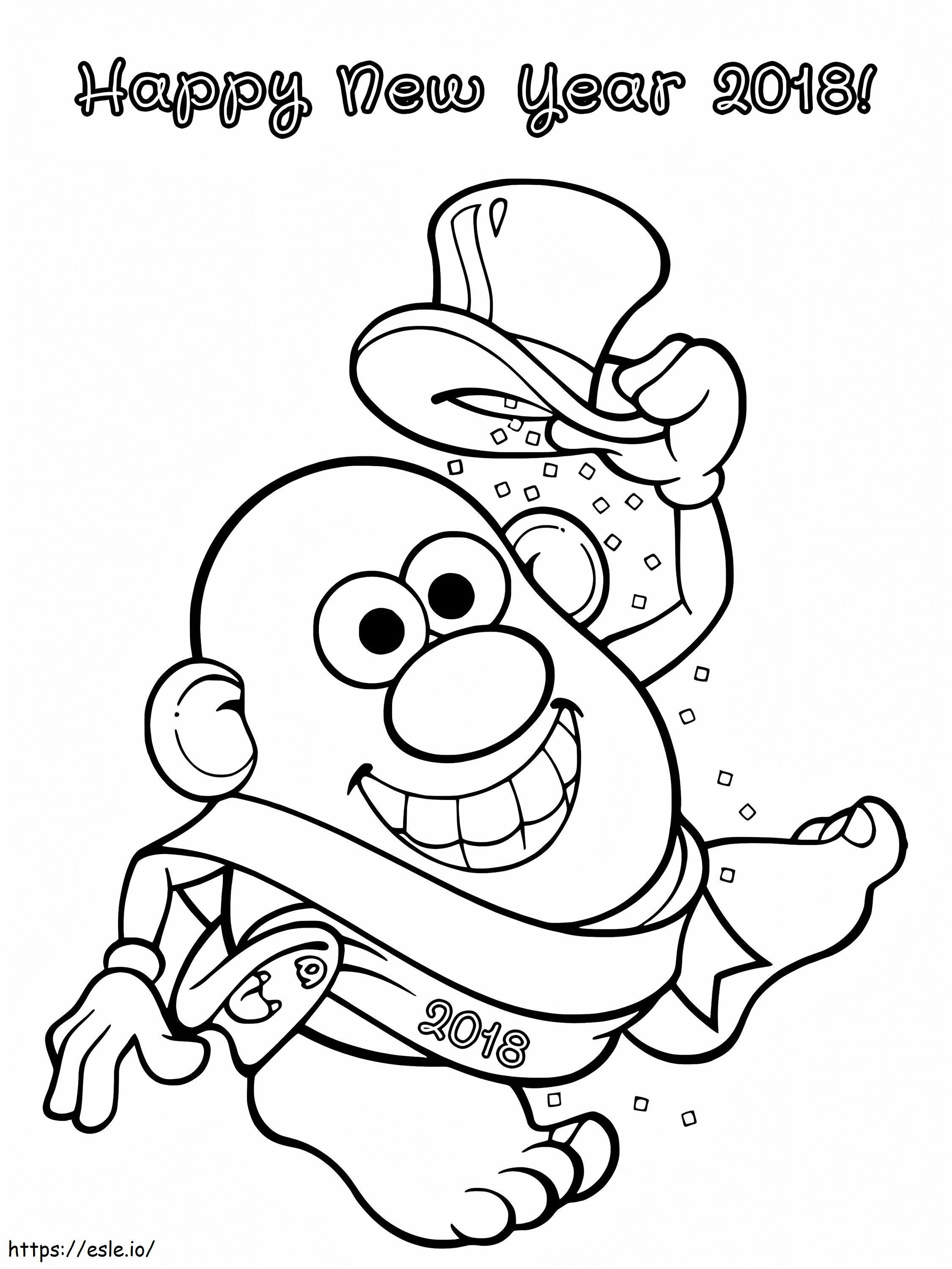 Happy New Year Mr. Potato Head coloring page