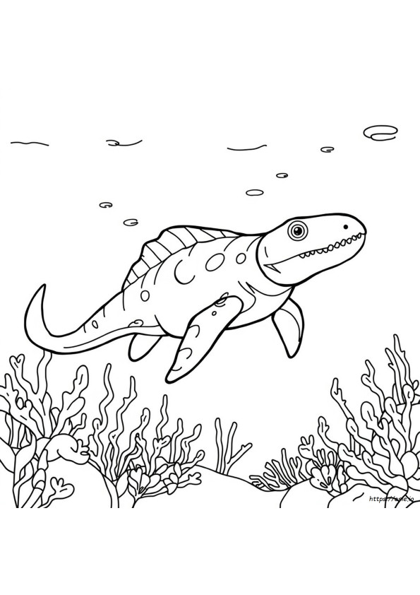 Mosasaurus Dinosaurus Air Lembar Mewarnai
