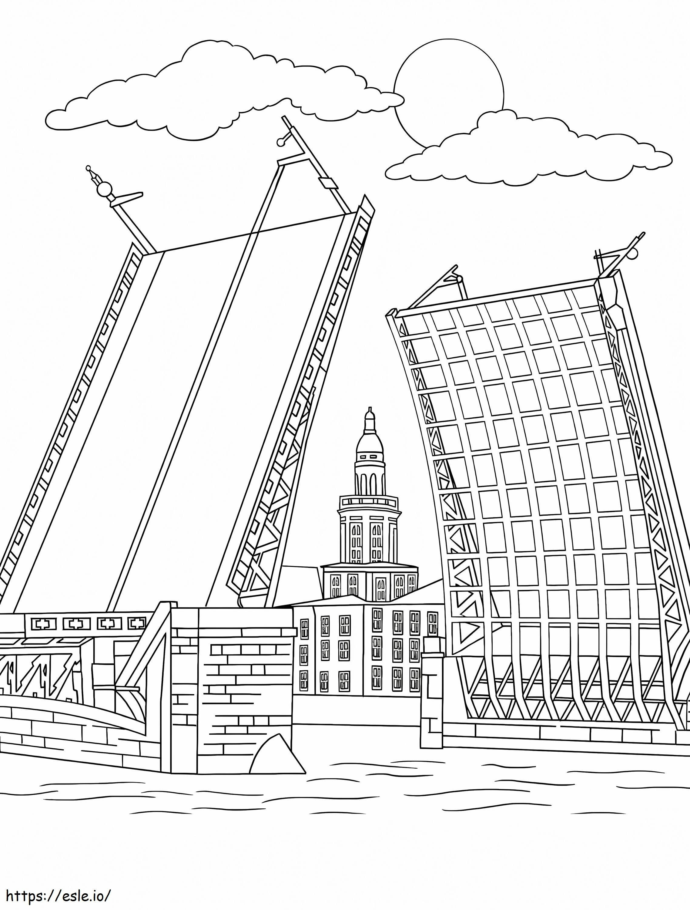 Palace Bridge Saint Petersburg coloring page