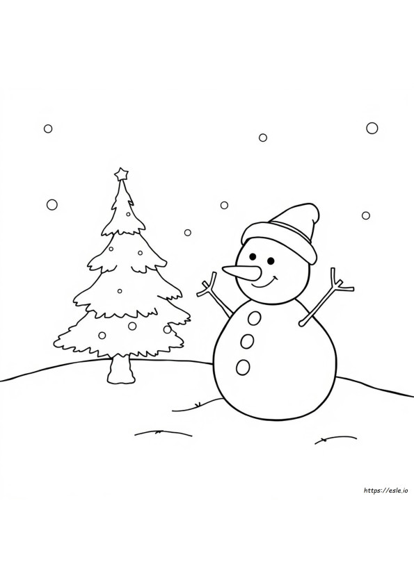 かわいい雪だるま ぬりえ