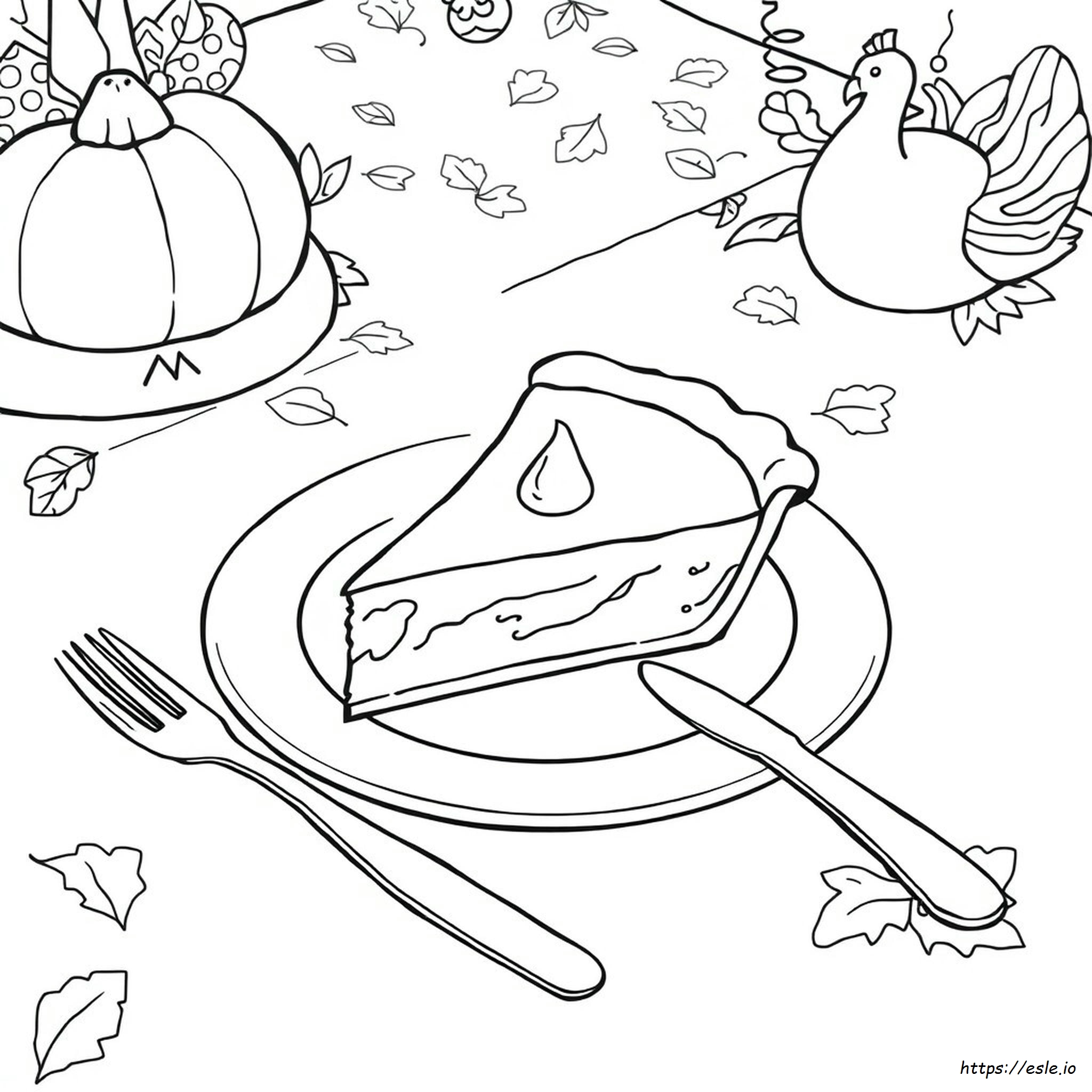 Dibujo De Pastel De Calabaza De Acción De Gracias Para Colorear