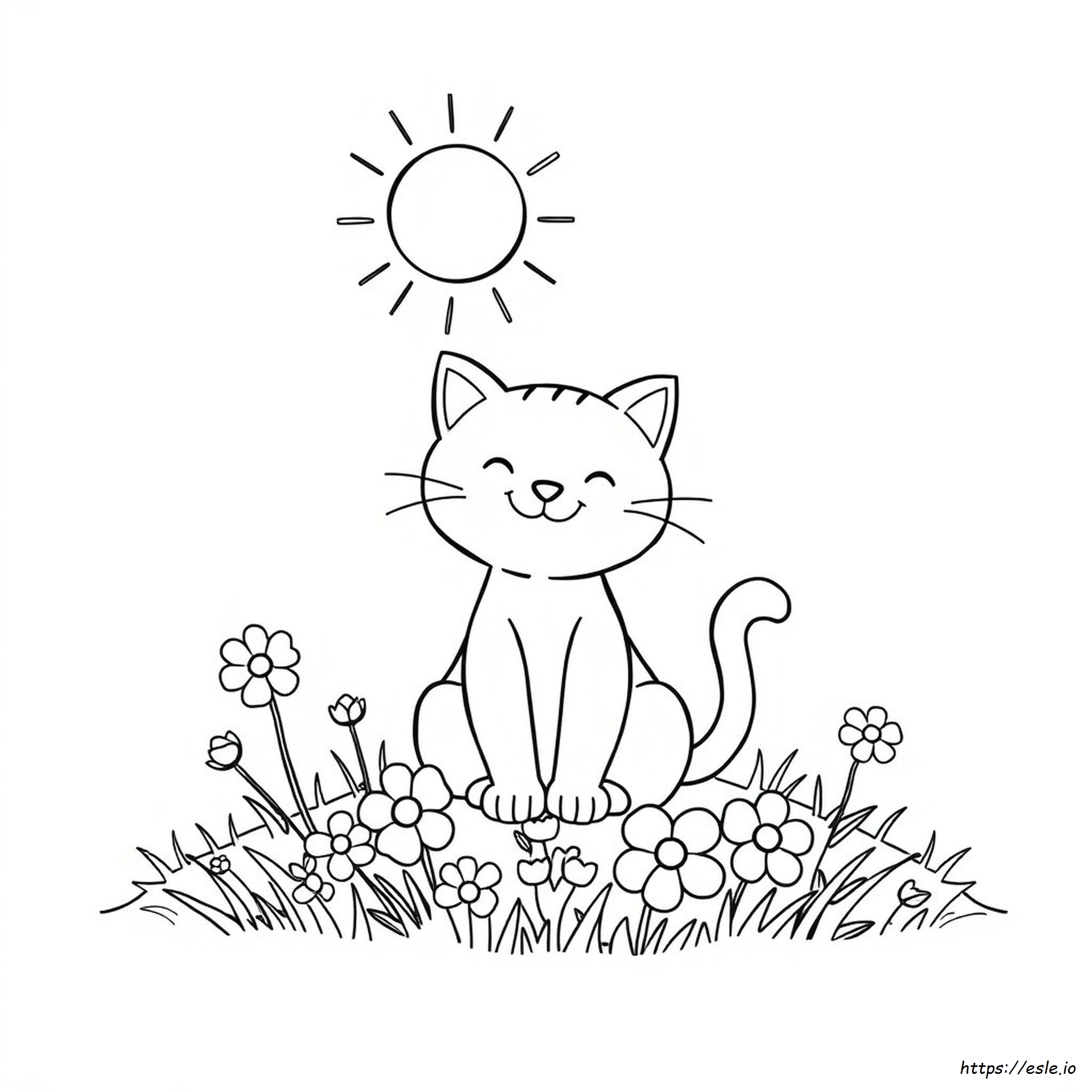 Mutlu Kedi Boyama Sayfası
