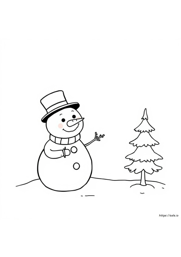 かわいい雪だるま ぬりえ