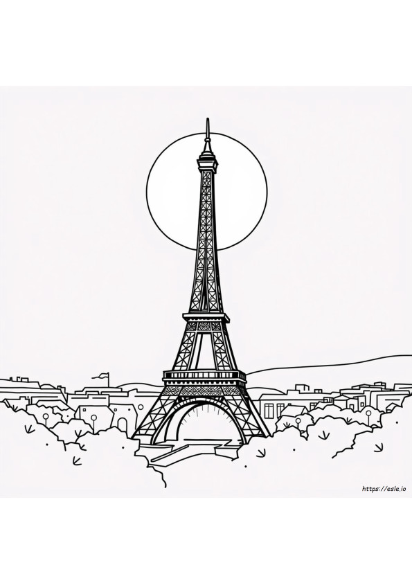Menara Eiffel Lucu Lembar Mewarnai