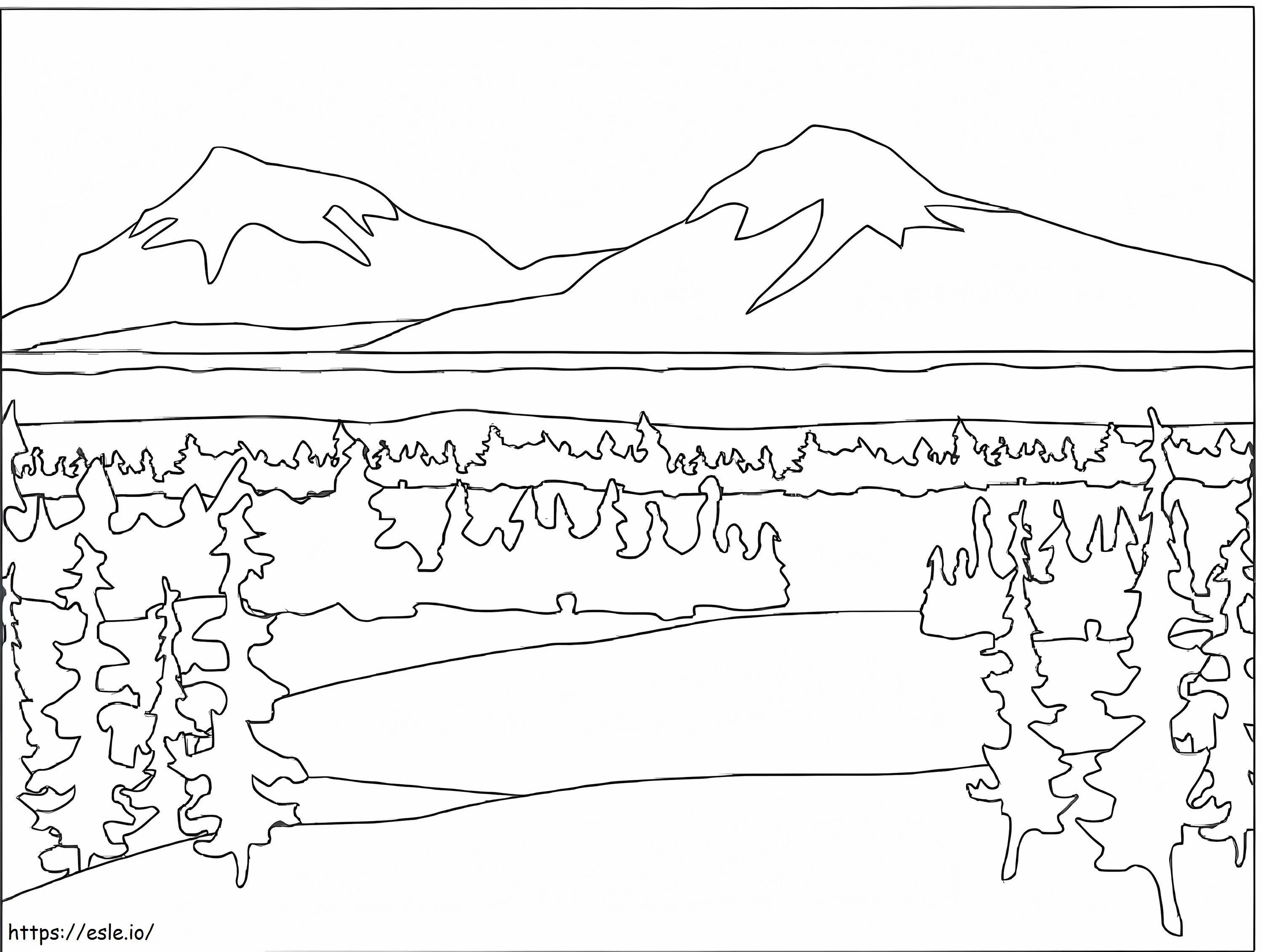 Coloriage Rivière de montagne à imprimer dessin