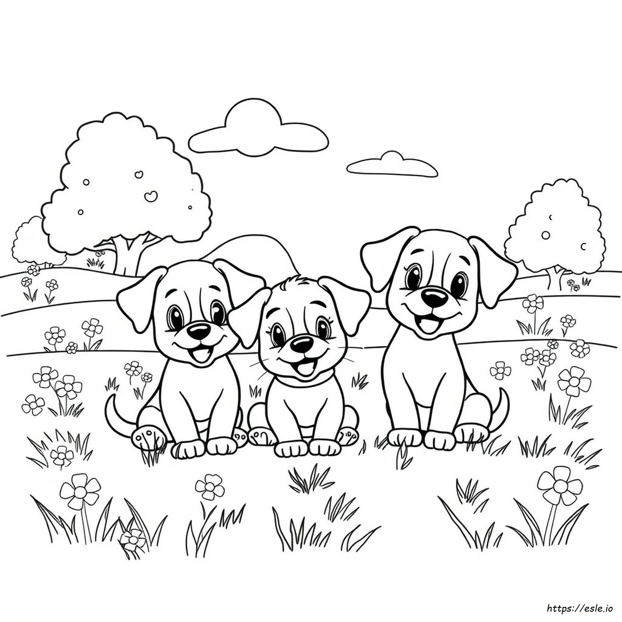 Cuccioli Di Cagnolini Amici Da Colorare