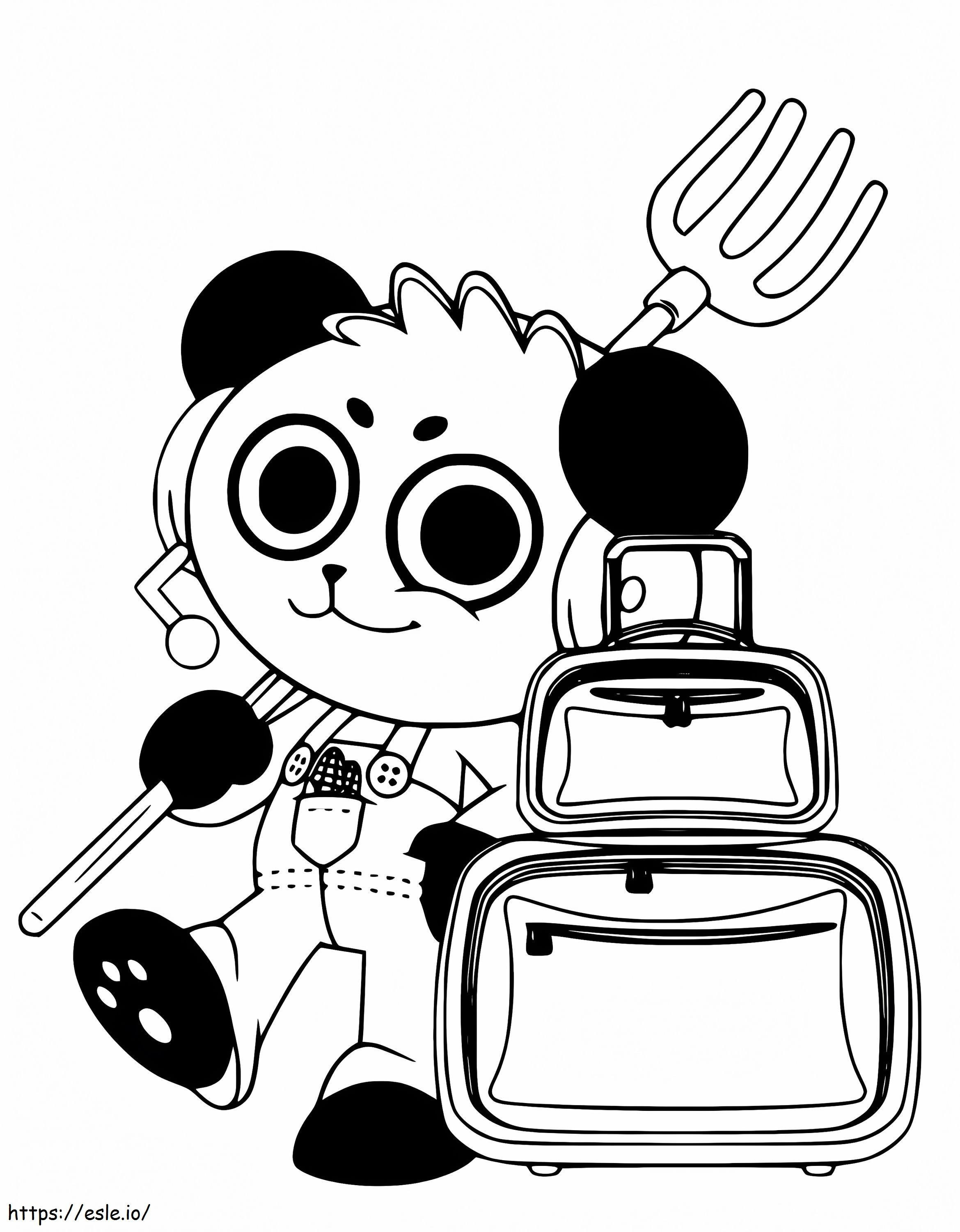 Combo Panda And Suitcase coloring page