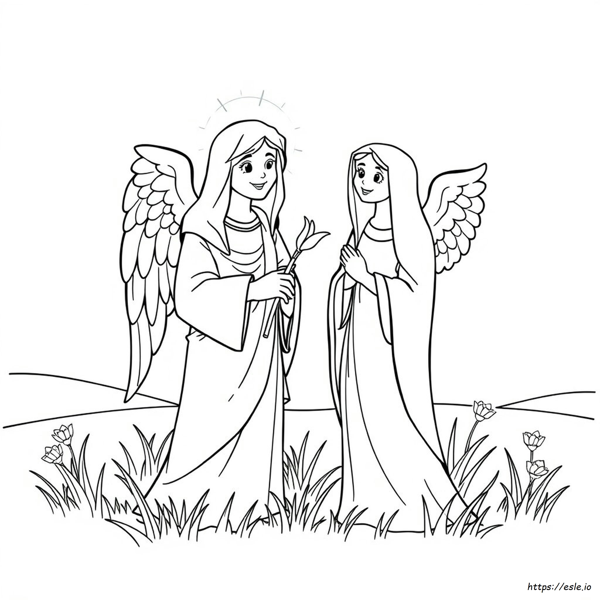 Dibujos Para Colorear De María Y El Ángel Gabriel