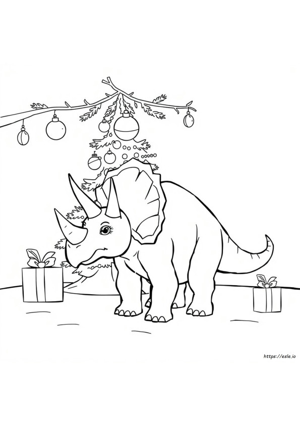 Triceratops De Crăciun De Colorat