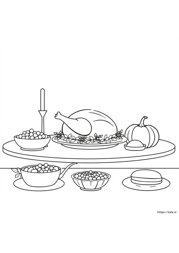 Gambar Mewarnai Makan Malam Thanksgiving Dapat Dicetak