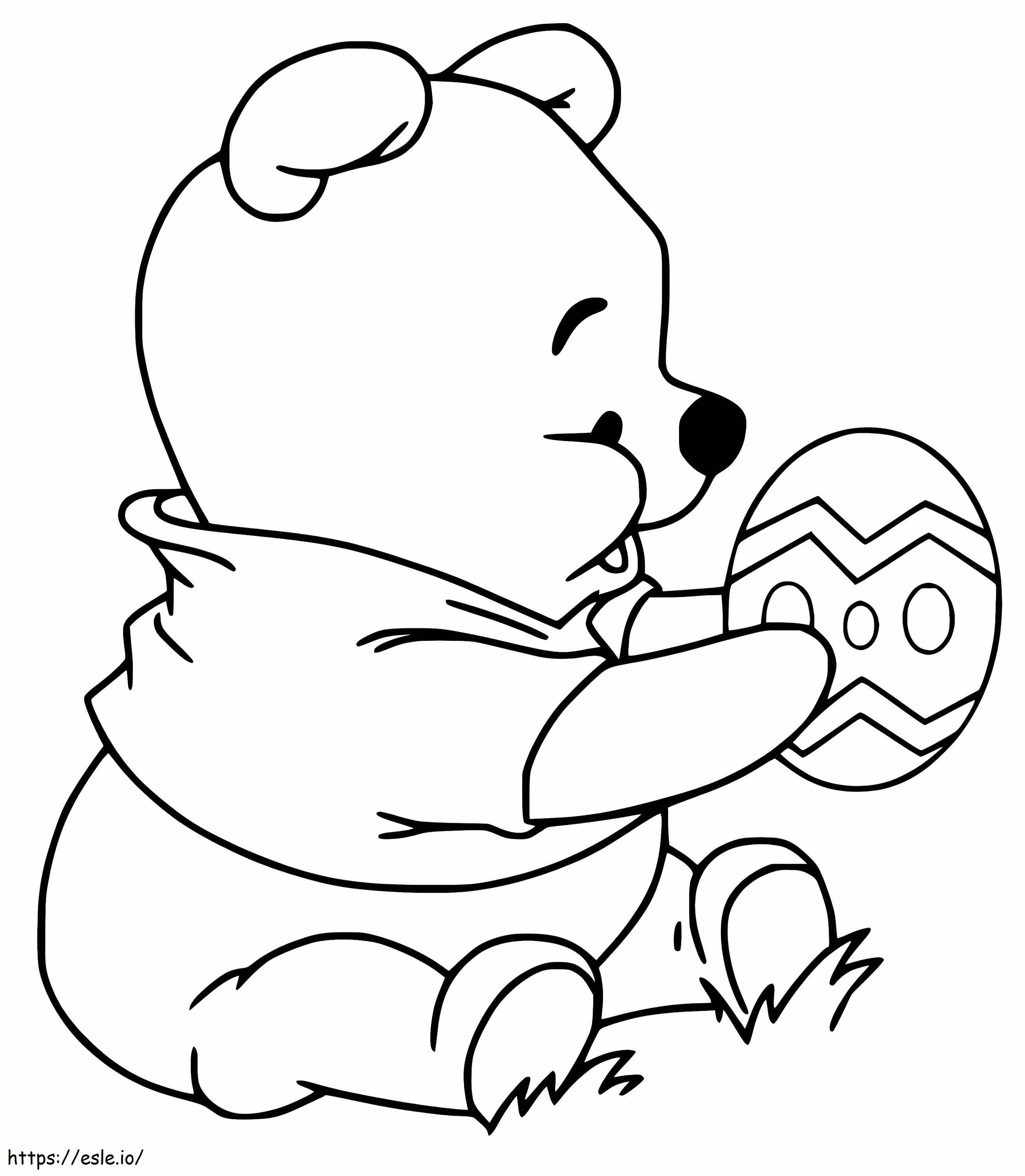 Baby Pooh Met Paasei kleurplaat kleurplaat