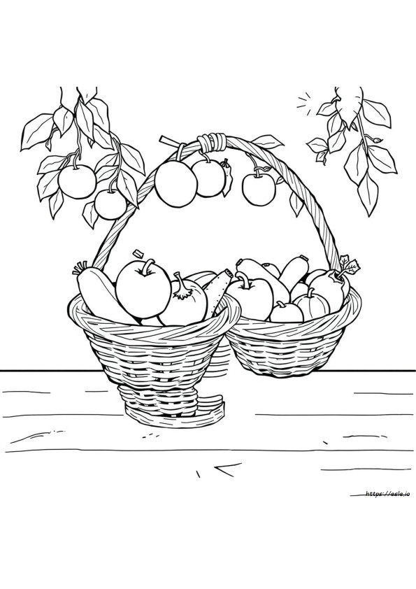Coloring Fruit Basket Drawing