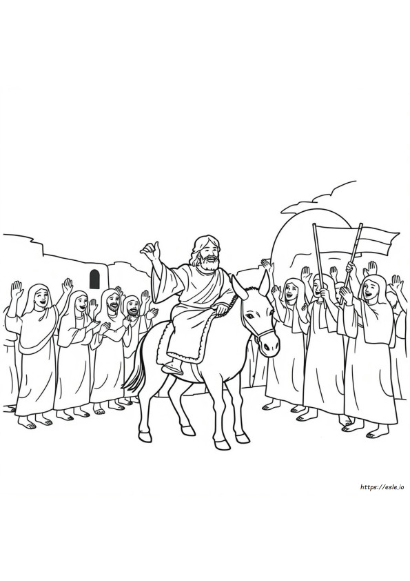 Yesus Masuk Yerusalem Gambar Mewarnai