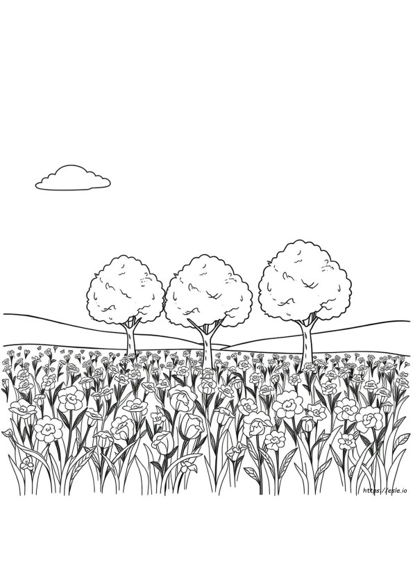 Gambar Mewarnai Pohon Dan Bunga