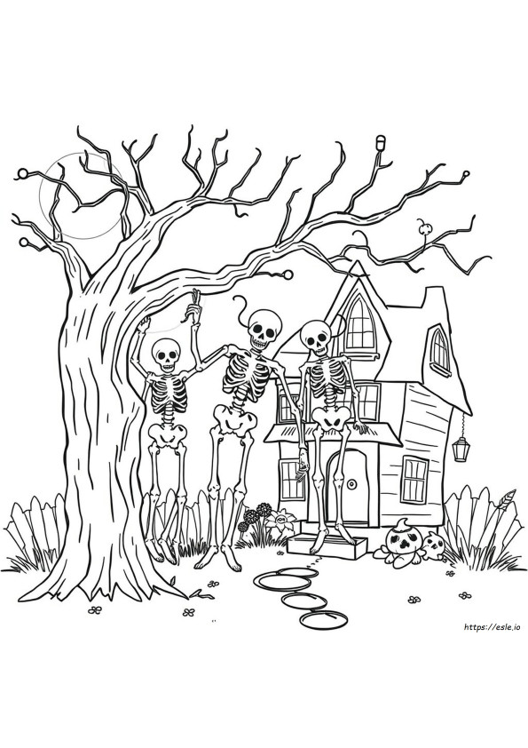 Gambar Mewarnai Kerangka Halloween Dapat Dicetak Gratis
