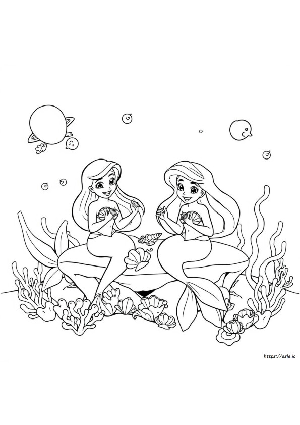 Halaman Mewarnai Putri Duyung Kecilku