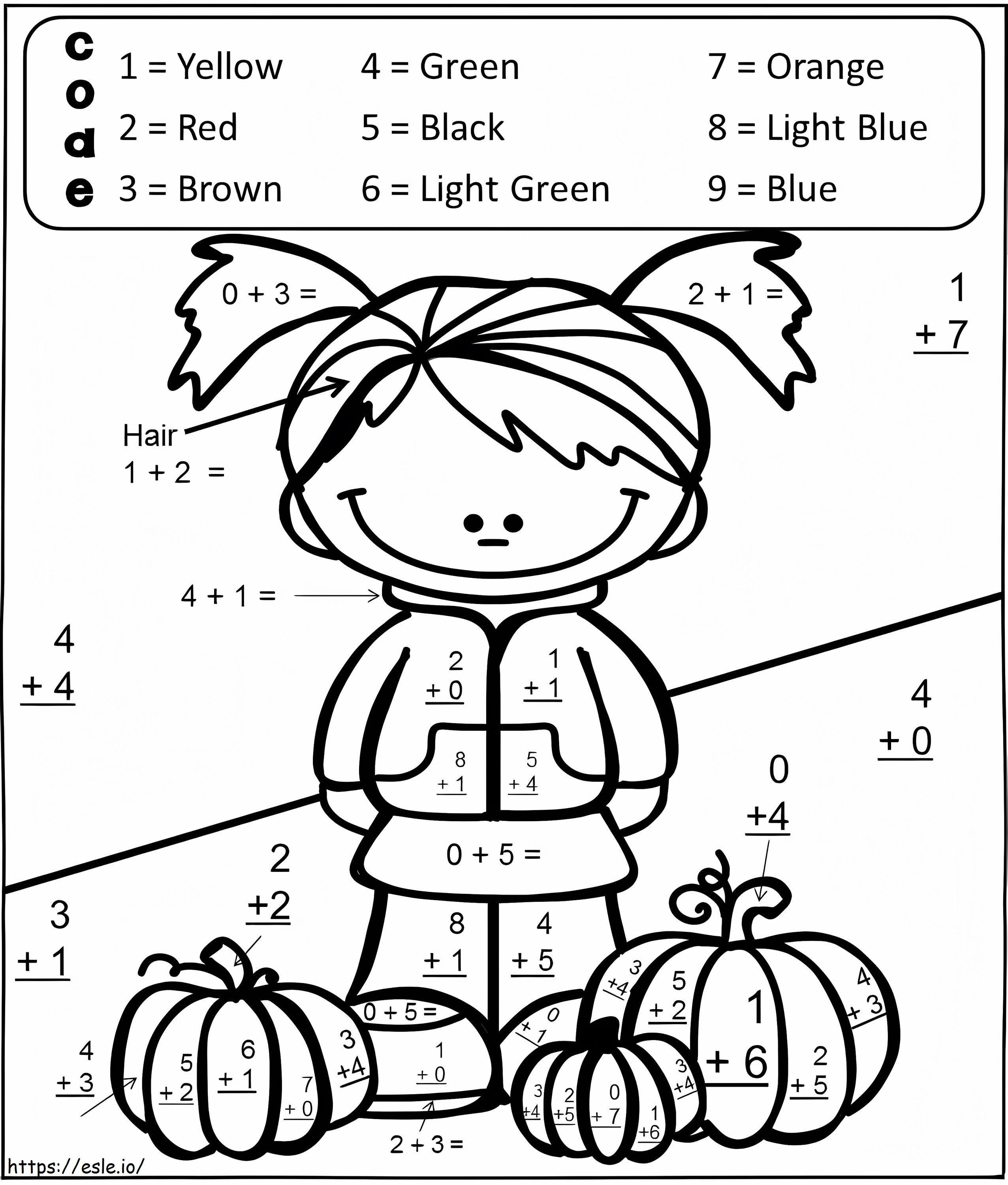 Halloween Girl And Pumpkin Color By Number coloring page