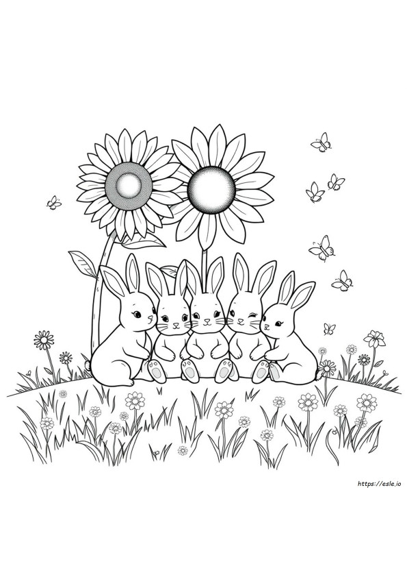 Sunny Bunnies Gambar Mewarnai Yang Dapat Dicetak