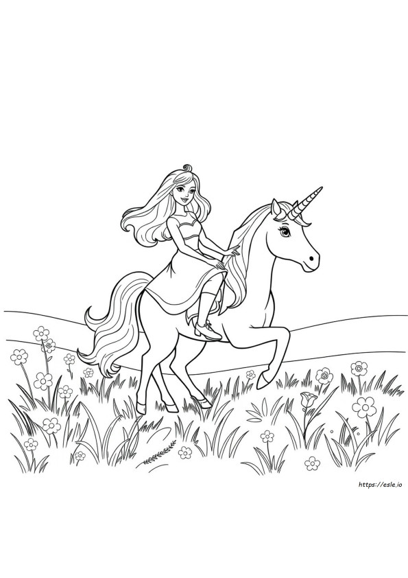 Barbie Dan Unicorn Gambar Mewarnai