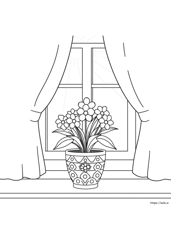 Bunga Dalam Pot Gambar Mewarnai