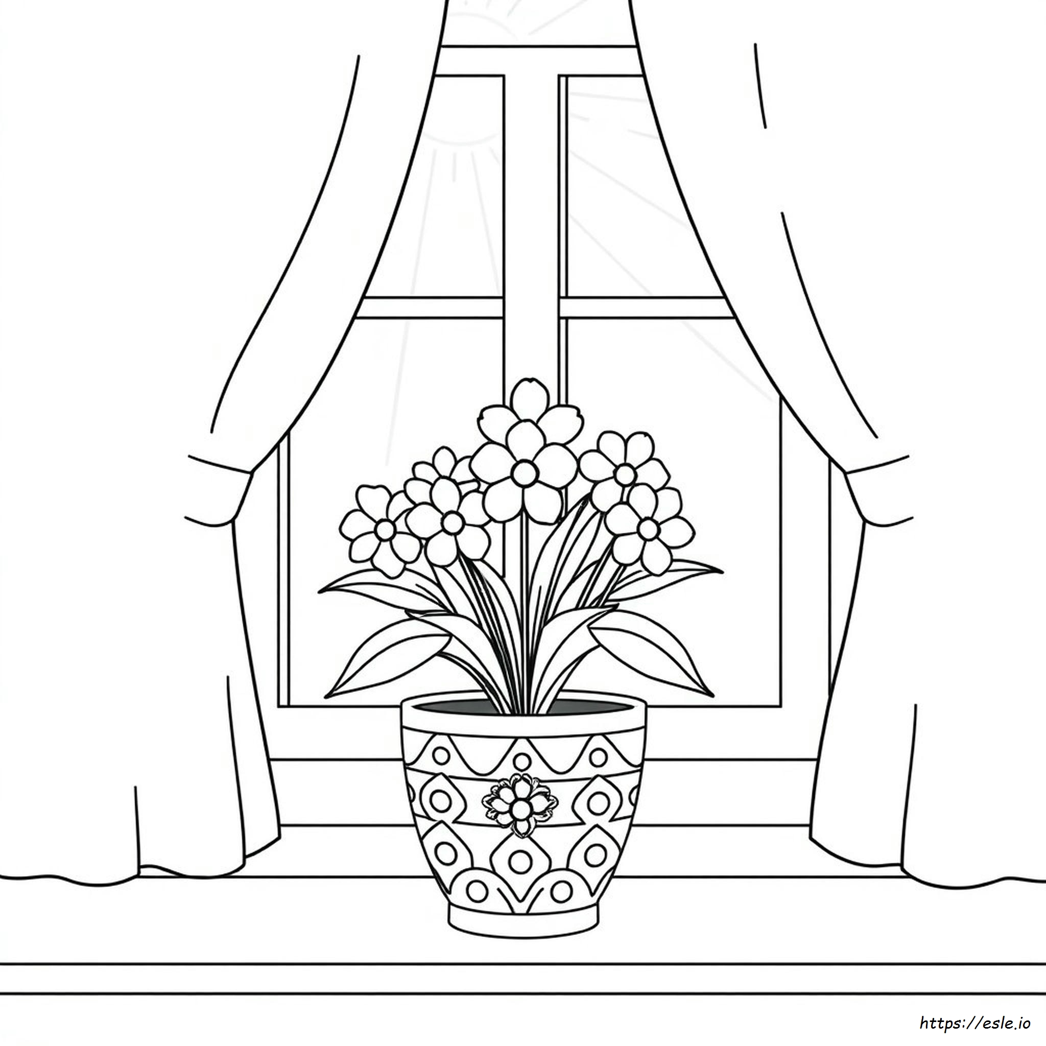Flores En Una Maceta Para Colorear