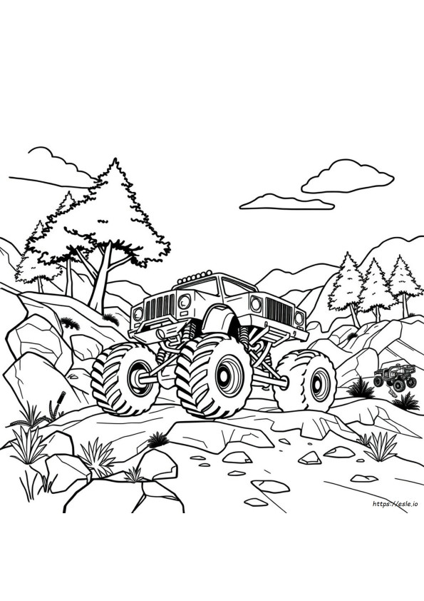 Halaman-Halaman Buku Mewarnai Truk Monster