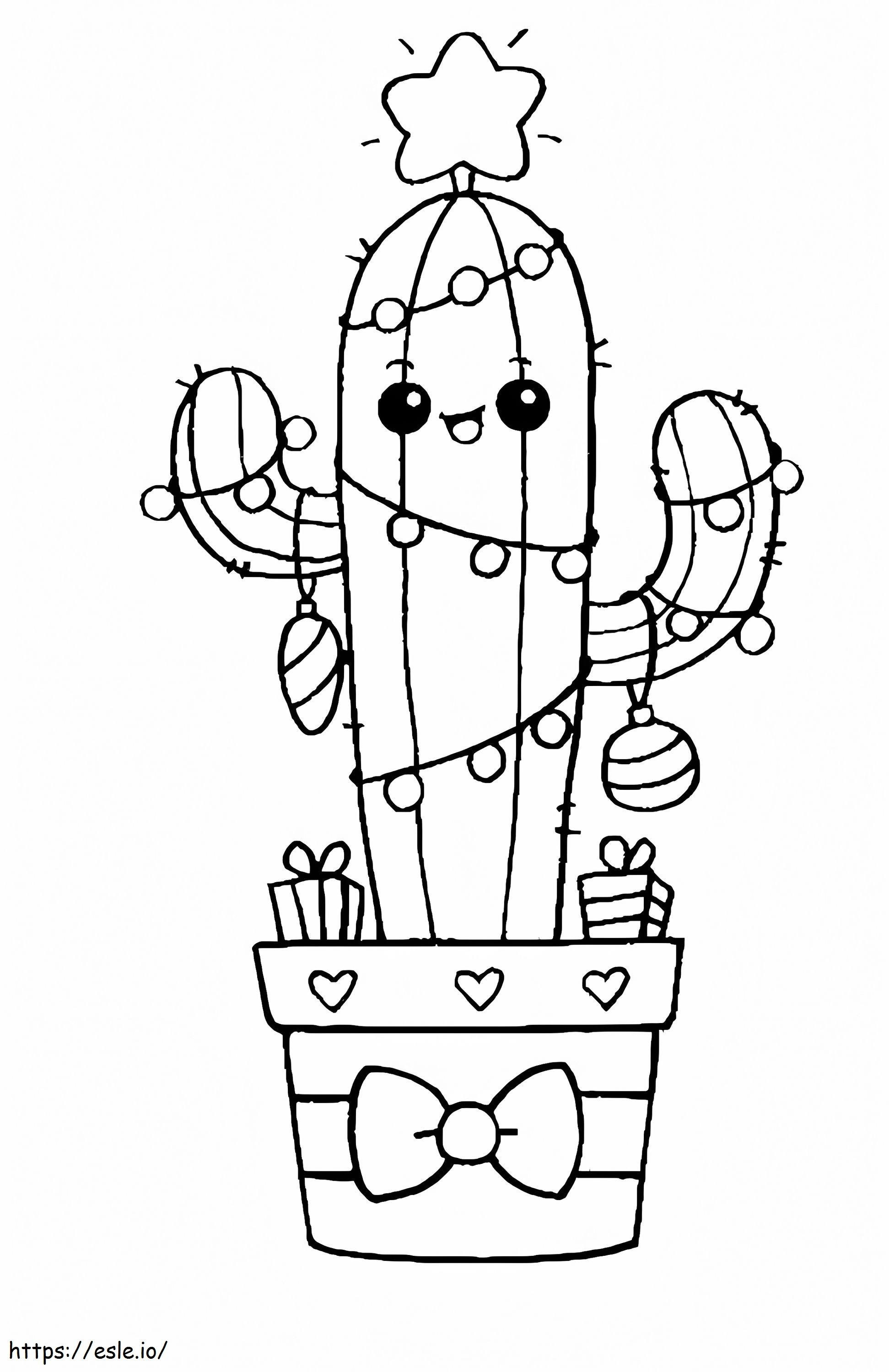 Kaktusowa choinka kolorowanka