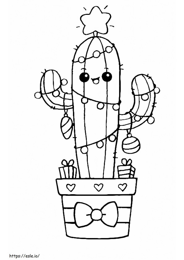 Coloriage Arbre de Noël de cactus à imprimer dessin