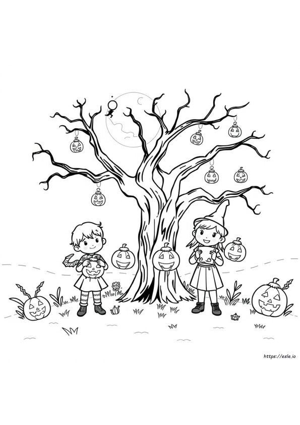 Halaman Mewarnai Halloween Prasekolah Dapat Dicetak