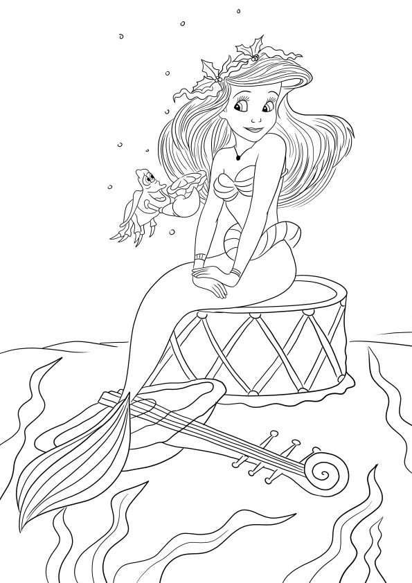 Färbung von Ariel die Meerjungfrau zum kostenlosen Ausdrucken oder Herunterladen Seite