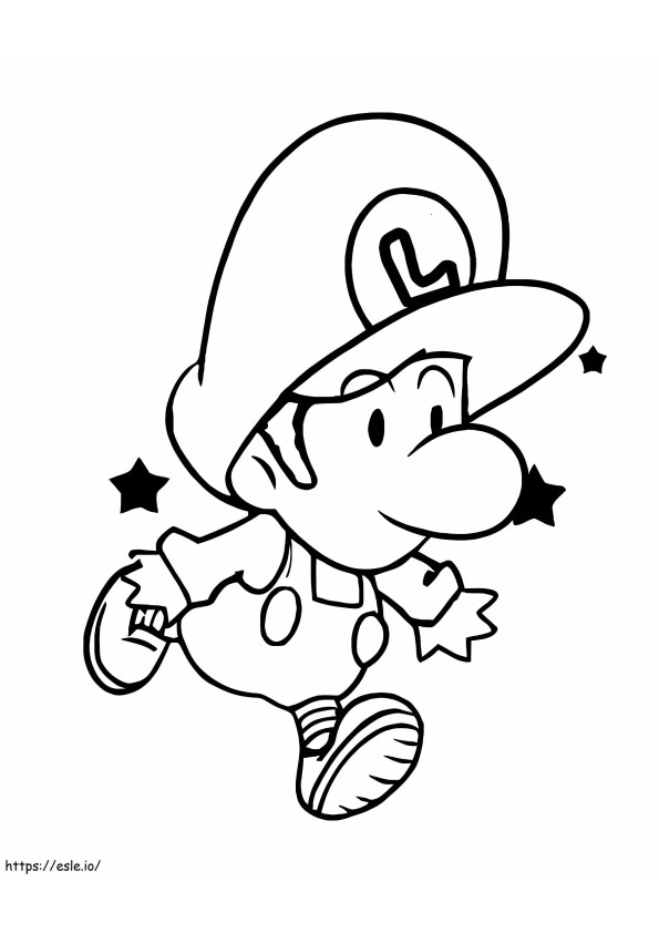 Baby Luigi aan het rennen kleurplaat