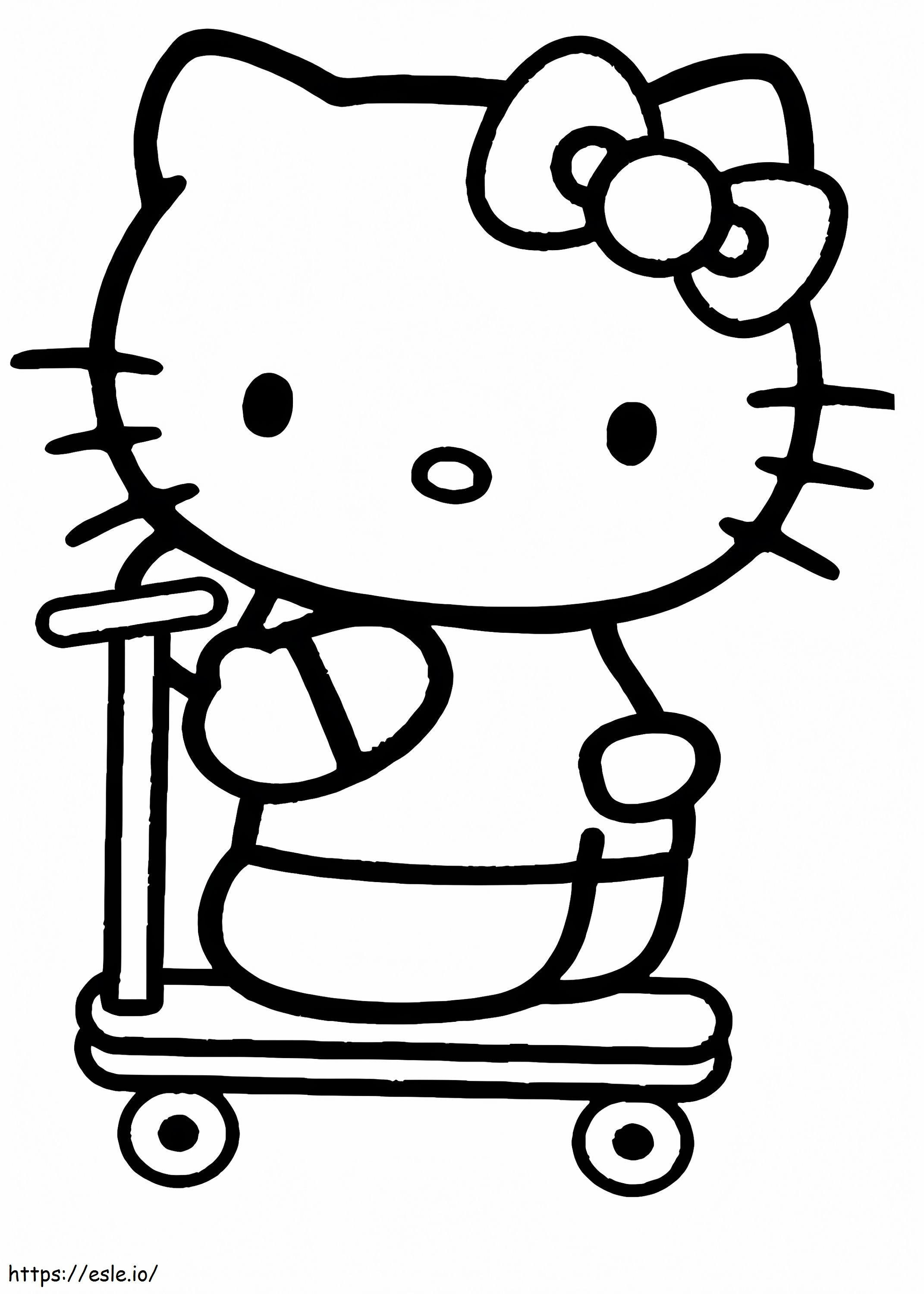 Hello Kitty Mengendarai Skuter Gambar Mewarnai