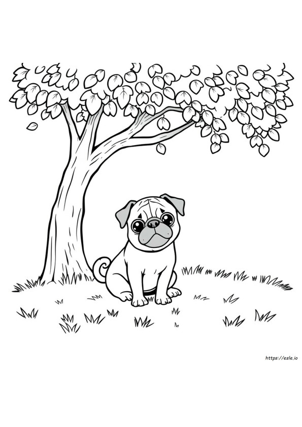Gambar Mewarnai Anak Anjing Pug Lucu