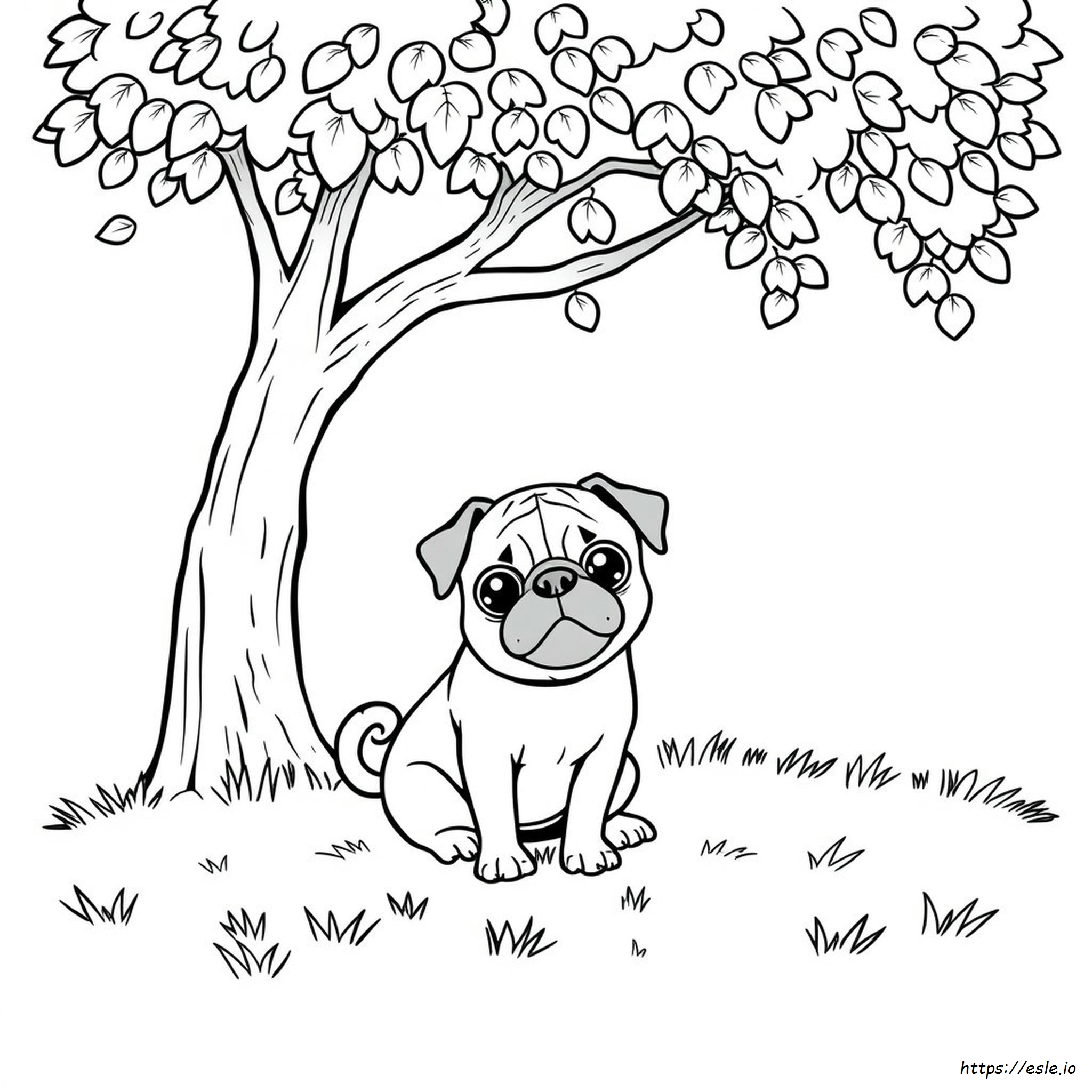 Lindo Cachorrito Pug Para Colorear