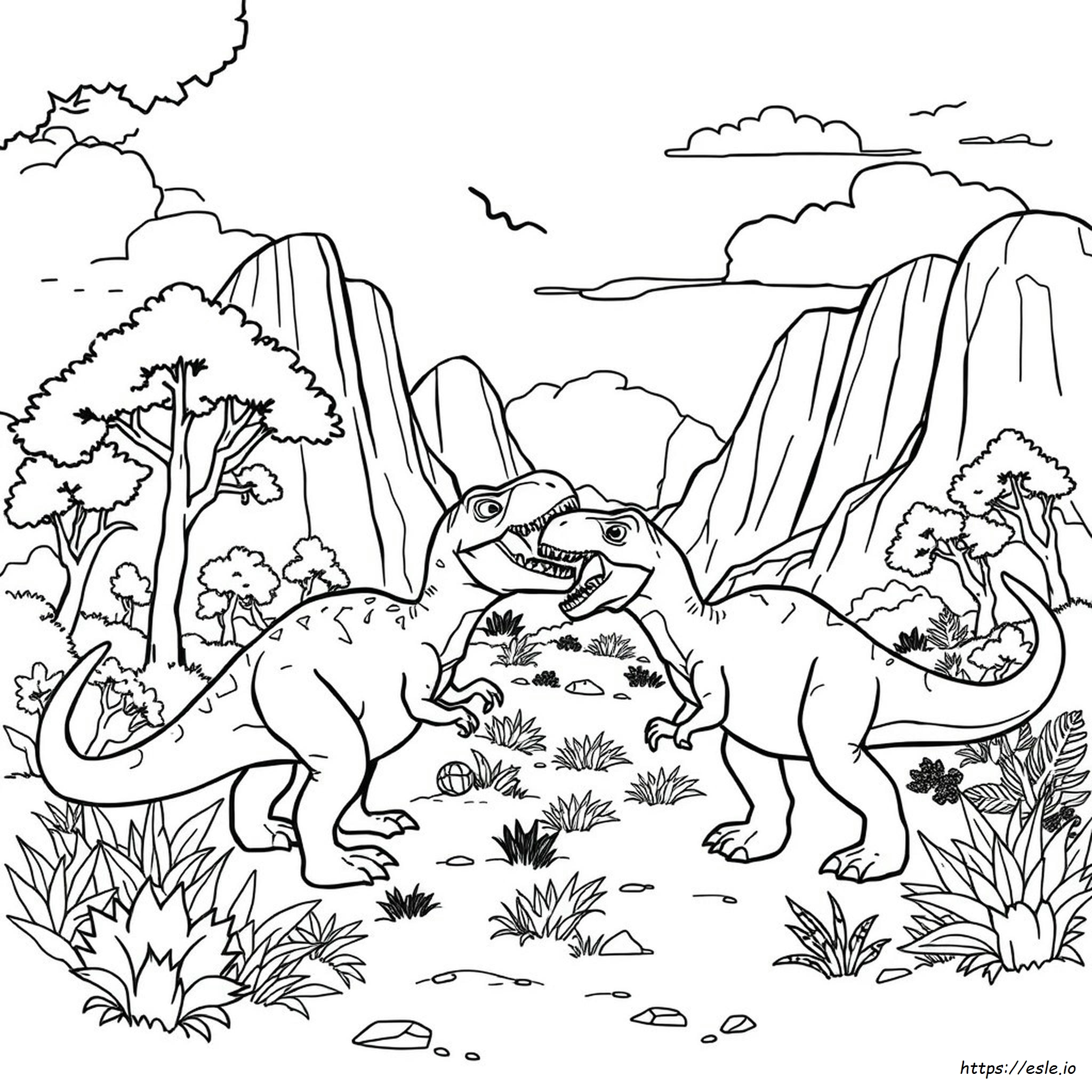 Dinosauri In Battaglia Da Colorare