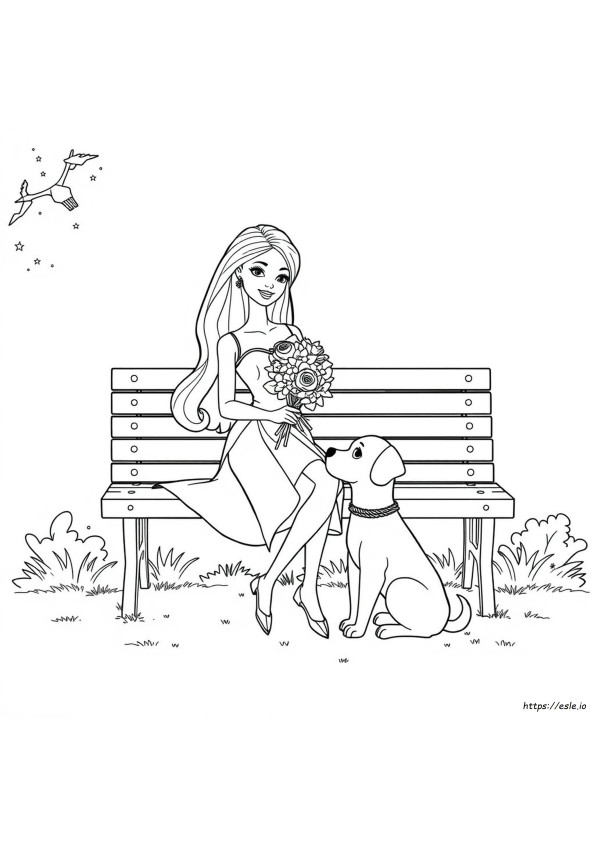 Barbie Dengan Anak Anjing Mewarnai Gambar