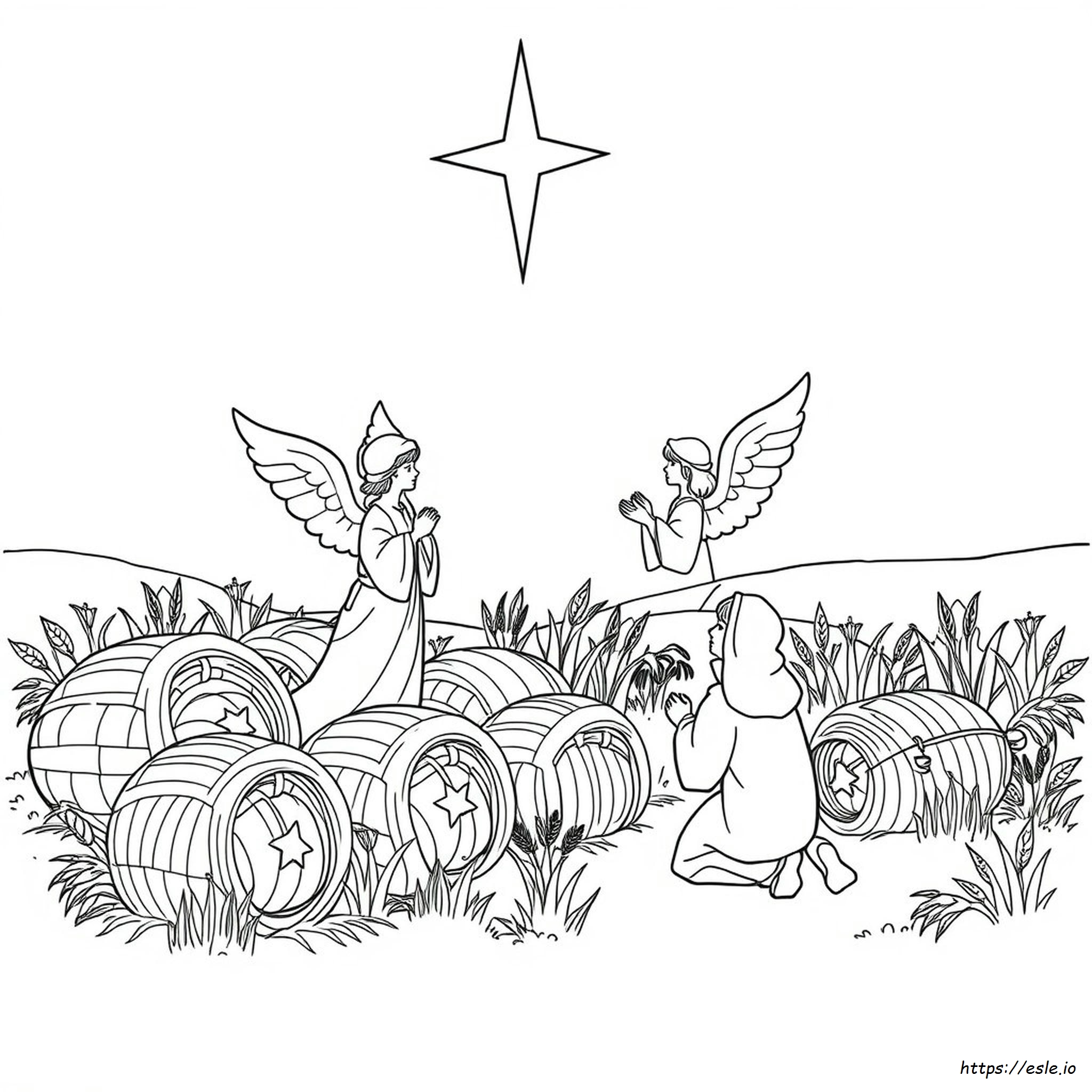 Angels Appear To Shepherds Coloring Page