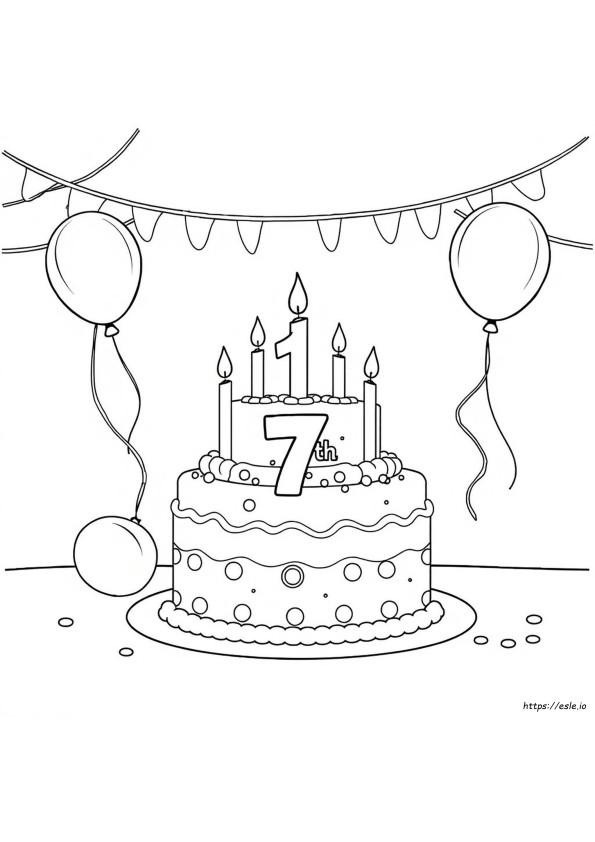 Dapat Dicetak Selamat Ulang Tahun Ke-7 Halaman Mewarnai