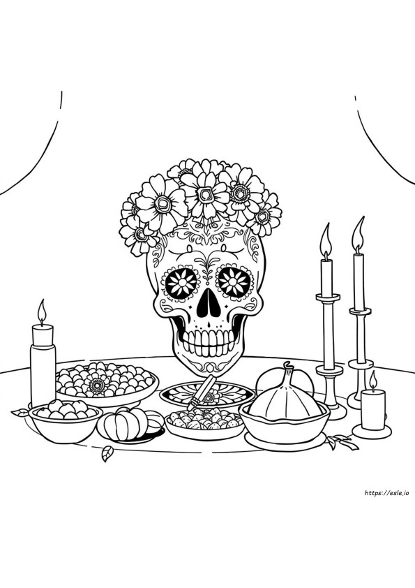 Día De Los Muertos Schedel Kleurplaten